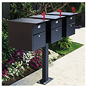 3 Mail Chest Mailboxes on Single Post